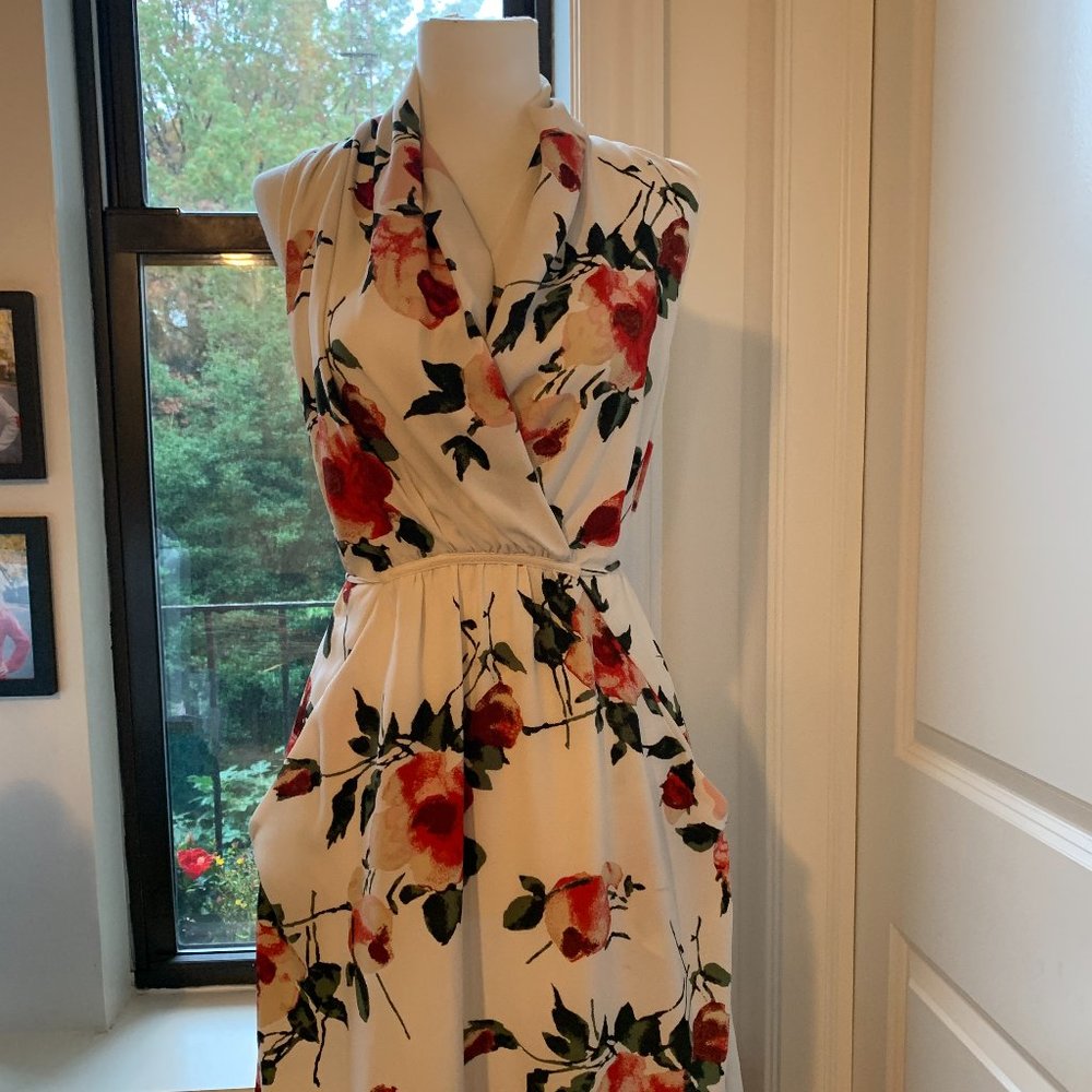 Super Delicate Pretty White and Red Silk Dress